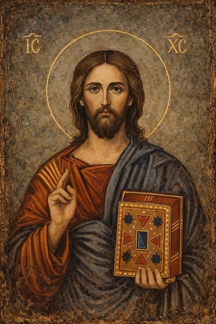 Cristo Pantocrátor. Jesucristo bendiciendo, con el libro de los Evangelios